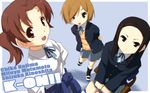  black_eyes black_hair brown_eyes brown_hair extra k-on! kinoshita_shizuka long_hair matsumoto_mifuyu multiple_girls nojima_chika short_hair twintails wallpaper yamano_sachi 