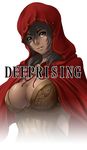  alternate_costume breasts brown_eyes brown_hair cleavage cloak cosplay dark_skin folklore grimm's_fairy_tales large_breasts little_red_riding_hood little_red_riding_hood_(grimm) little_red_riding_hood_(grimm)_(cosplay) resident_evil resident_evil_5 sheva_alomar simple_background solo thor_(deep_rising) 