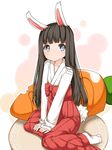  animal_ears bunny_ears carrot highres japanese_clothes miko original shouji_ayumu sitting solo 