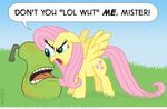  dialog equine female feral fluttershy_(mlp) friendship_is_magic fruit horse lol_wut mammal my_little_pony pear pegasus pony reaction_image stare text the_stare timothy_fay unknown_artist wings 
