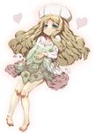  :&lt; barefoot blonde_hair blue_eyes blush cattleya_(pokemon) dress elite_four face feet gen_5_pokemon hands hat heart highres long_hair md5_mismatch pokemon pokemon_(creature) pokemon_(game) pokemon_bw reuniclus toe_scrunch tokyo_(great_akuta) 