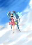  bad_id bad_pixiv_id bag blue_eyes blue_hair cloud collar dress harapeko1129 highres nymph_(sora_no_otoshimono) solo sora_no_otoshimono twintails 