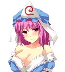  ash_(pixiv) bare_shoulders breasts hat large_breasts pink_eyes pink_hair saigyouji_yuyuko smile solo touhou upper_body 