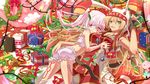  animal_ears arai_nobu back bad_id bad_pixiv_id bandages bell blonde_hair bloomers body_writing bow bunny_ears camisole christmas christmas_lights christmas_ornaments cigarette fingerless_gloves gift gloves hand_on_ass hat heterochromia holly jewelry jingle_bell long_hair luna_ruler monica_blanchflower multiple_girls necklace original pink_eyes pink_hair red_eyes ribbon smoking stuffed_animal stuffed_bunny stuffed_toy symbol-shaped_pupils teddy_bear twintails underwear very_long_hair wreath yuri 