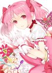  bad_id bad_pixiv_id blurry bug butterfly choker depth_of_field flower gloves harunoibuki insect kaname_madoka mahou_shoujo_madoka_magica pink_eyes pink_hair puffy_sleeves red_choker short_twintails solo tears twintails 