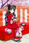  black_hair fate/stay_night fate_(series) japanese_clothes kimono tea tohsaka_rin 