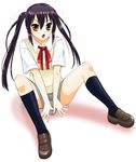  black_hair brown_eyes k-on! nakano_azusa school_uniform sentape skirt solo twintails 