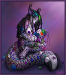  anthro arthropod atarashi bethany_sellers black_hair blue_eyes breasts bug buttons feline female hair insect leopard mammal nipples plushie snow_leopard stitches vera 