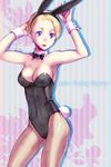  animal_ears armpits bad_id bad_pixiv_id blonde_hair blue_eyes breasts bunny_ears bunny_tail bunnysuit cindy_lennox cleavage face fishnet_pantyhose fishnets large_breasts pantyhose rakuto_mangan resident_evil resident_evil_outbreak solo tail wrist_cuffs 