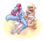  anus balls blue blue_fur breasts chubby cum cum_in_pussy cum_inside female fur group group_sex lying male nude on_back overweight penetration penis pussy raised_tail red_eyes sex side_boob straight tail threesome vaginal vaginal_penetration zanthu 