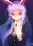  animal_ears blazer bunny_ears finger_gun highres jacket long_hair necktie purple_hair red_eyes reisen_udongein_inaba riinu_(ir-n) solo touhou upper_body 