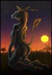  2008 antelope anus artonis back butt digitigrade female grazing_antelope hooves horns kneeling looking_at_viewer nude oryx outside pussy raised_tail solo sun sunset tail tree 