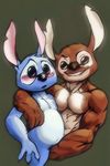  alien blush color disney duo furry_(artist) gay grope lilo_and_stitch male muscles notched_ear nude stitch 