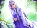  game_cg gray_hair japanese_clothes kurenai_no_tsuki long_hair miko otonashi_akari red_eyes riv 