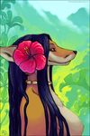  amara_telgemeier breasts canine female flower fox nude side_boob solo tropical 