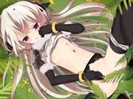  animal_ears horns kuroda_bb panties purple_eyes thighhighs underwear white_hair 