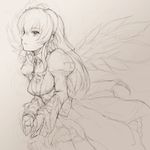  dress face gothic_lolita hands lolita_fashion monochrome pota_(nabrinko) rozen_maiden sketch solo suigintou wings 