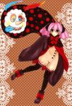  black_charlotte black_eyes cape charlotte charlotte_(madoka_magica) dots evil_eyes flat_chest hair_ribbon laces loli mahou_shoujo_madoka_magica monster noire_ighaan personification pink_hair smile witch 