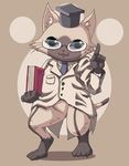  barefoot book cat coat ear_tuft feline glasses hat kiharu male professor solo tail tie whiskers 