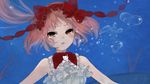  brown_eyes bubble dress face frills hair_ribbon hello_kitty nekomura_iroha open_mouth pink_hair pisuke ribbon solo strapless strapless_dress tears underwater vocaloid water white_dress 