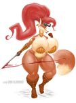 breasts canine chubby clothed clothing dark_aldebaran female fox hyper lips mammal overweight plain_background skimpy solo sword thighs vixen weapon white_background wide_hips 