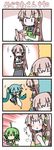  &gt;_&lt; 4koma :&lt; :3 =_= ahoge blush book carrying chibi_miku closed_eyes comic detached_sleeves elbow_gloves ferret fl-chan fl_studio gloves green_hair happy hatsune_miku headphones heart imagining long_hair megurine_luka minami_(colorful_palette) multiple_girls open_mouth pink_hair reading thought_bubble vocaloid |_| 