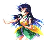  blue_hair dress face green_eyes idolmaster idolmaster_(classic) idolmaster_2 kisaragi_chihaya long_hair minasato_hibiki solo vital_sunflower 