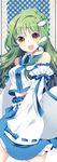  bad_id bad_pixiv_id detached_sleeves frog green_hair hair_ornament kochiya_sanae long_hair open_mouth roh_nam_kyung snake solo touhou yellow_eyes 