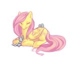  avian bird equine female feral fluttershy_(mlp) friendship_is_magic fur hair horse lagomorph lying mammal my_little_pony noel pegasus pink_hair plain_background pony rabbit sleepy white_background wings yellow yellow_fur 