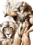  anthro body_hair feline flaccid happy_trail karabiner lion male mammal penis pubes pubic_hair solo 
