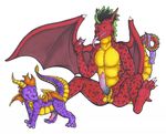  anthro balls condom dragon erection feral gay jake_long male nude penis plain_background purple_dragon purple_scales red red_dragon red_scales solo spyro spyro_the_dragon unknown_artist video_games white_background wings 