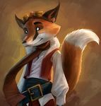  anthro belt canine clothing eyewear fox goggles looking_at_viewer male mammal markings sarah_ellerton scarf smile solo standing the_phoenix_requiem unknown_artist webcomic 