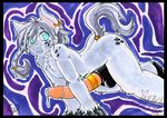  2007 all_fours blue_eyes equine grey_hair hair hooves horse hyper hyper_penis inuki long_grey_hair long_hair looking_at_viewer male penis ponytail precum solo tail tail_band white 