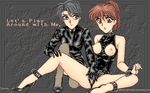  2girls 4bpp asagi_2 bdsm bondage bound brown_hair collar cuffs engrish fingering leather multiple_girls ranguage slave yuri 