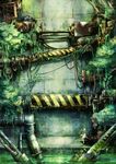  akakatta barefoot cable dress female long_hair machine nature overgrown pipes plant scenery sitting solo water 