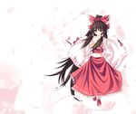  brown_eyes brown_hair detached_sleeves dreamlight2000 hakurei_reimu long_hair navel ponytail solo touhou very_long_hair 