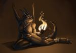  bracelet breasts brown dragon female fire flames horns jewelry lizard magic nude reptile scalie solidasp solo tail wings 