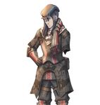  armor black_eyes black_hair darcsen deit hat long_hair male male_focus military military_uniform official_art senjou_no_valkyria senjou_no_valkyria_3 simple_background solo uniform white_background 