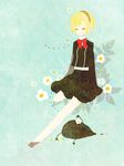  aegis_(persona) android blonde_hair bow closed_eyes flower natu_(artist) persona persona_3 school_uniform shadow_(persona) solo 