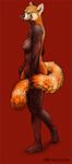  everruler female holding_tail nude red_panda solo tail 