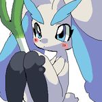  blue_eyes blush crossover leek long_ears lopunny pok&eacute;mon salt solo 