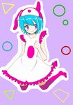 animal_ears bemani blue_eyes blue_hair bunny_ears frills hat minit's pop'n_music shapes simple_background smile solo thighhighs 