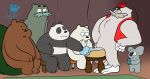  2019 absurd_res anthro belly brown_fur bunnybara cartoon_network charlie_(wbb) fur giant_panda green_fur grizzly_(wbb) group hat hi_res humanoid_hands humanoid_penis ice_bear koala male male/male mammal marsupial nom_nom_(wbb) panda_(wbb) penis phone polar_bear ralph_(wbb) sitting slightly_chubby ursid ursine vombatiform we_bare_bears white_fur 