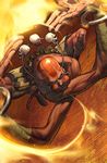  action arnold_tsang breathing_fire dark_skin dark_skinned_male dhalsim fighting_stance fire jewelry male_focus necklace puffy_cheeks skull skull_necklace solo street_fighter udon_entertainment 