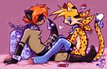  &hearts; chain cheetah collar crossdressing dameeji feline gay male meerkat milo tail_bell thigh_highs yuuri 
