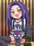  awa cat fang green_eyes precure purple_hair seiren_(suite_precure) sexually_suggestive siren_(suite_precure) spread_legs suite_precure thighhighs 