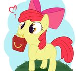  &lt;3 apple_bloom_(mlp) applebloom_(mlp) bow cub cute equine female feral friendship_is_magic grass hair happy_meal horse mammal mcdonalds my_little_pony orange_eyes outside pony red_hair solo unknown_artist young 