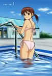  ass bad_id bad_pixiv_id bikini brown_eyes brown_hair long_hair looking_back original pool saver_(artbysaver) solo submerged swimsuit twintails 