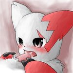  black_eyes blush cum fellatio licking male oral oral_sex penis pok&eacute;mon sex short_fur tongue unknown_artist white zangoose 