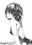  amagami blush competition_swimsuit greyscale monochrome nanasaki_ai one-piece_swimsuit short_hair solo swimsuit wet yoshijima_ataru 